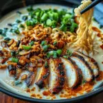 Spice Up Your Meal with Fiery Chicken Ramen in Creamy Garlic Sauce