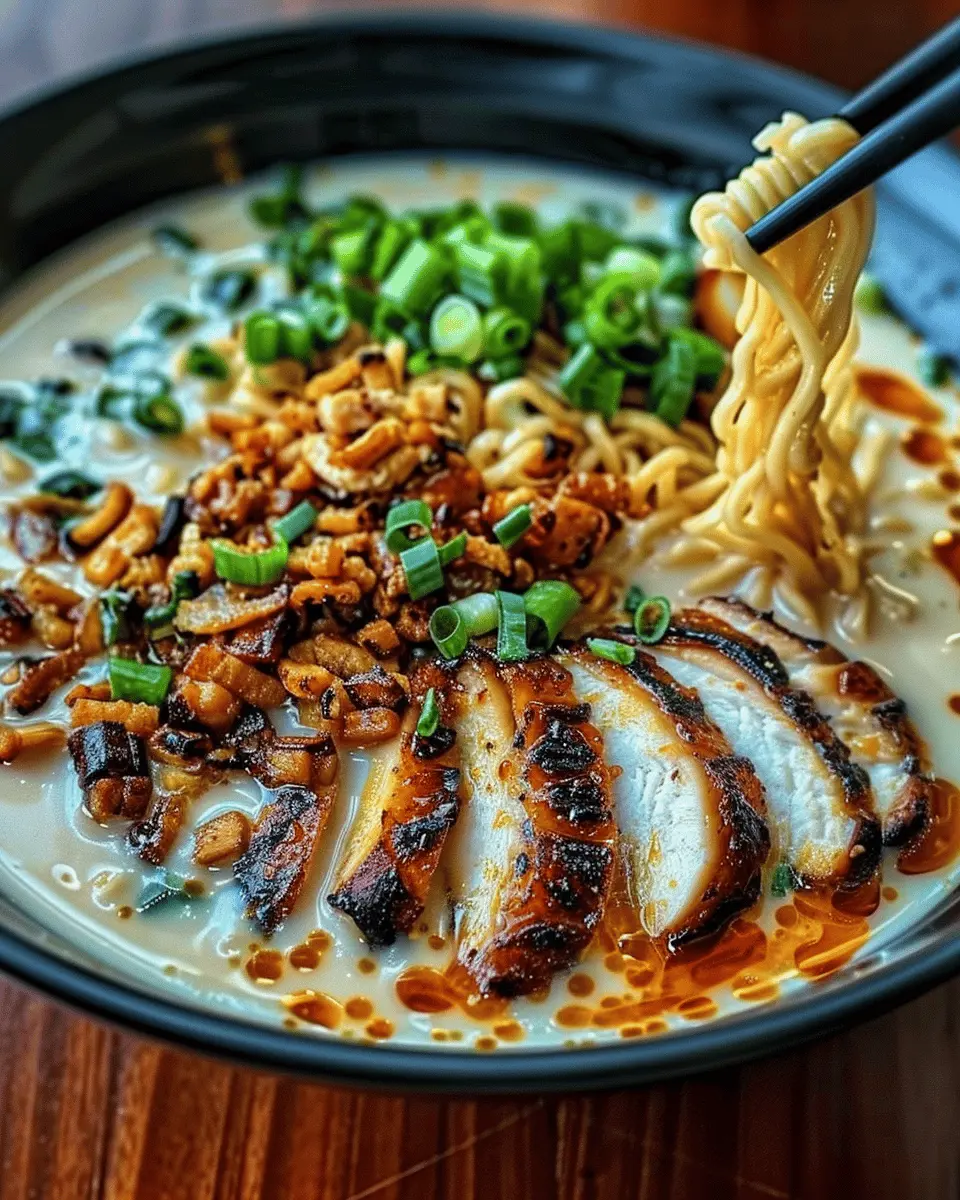 Spice Up Your Meal with Fiery Chicken Ramen in Creamy Garlic Sauce