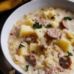 Creamy Sauerkraut Soup with Sausage and Potatoes