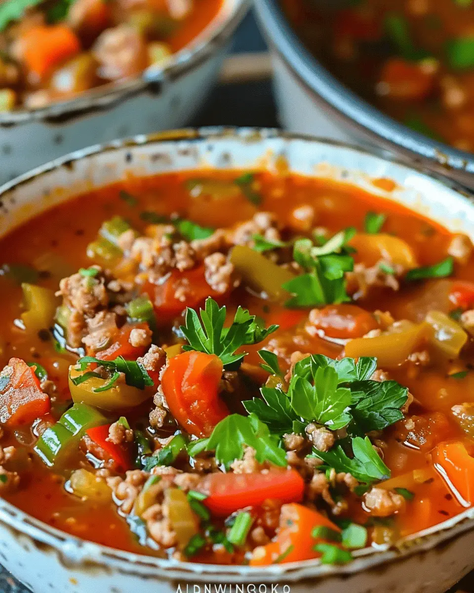 Stuffed Pepper Soup: Best Comfort Food with Turkey Bacon and Chicken Ham