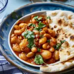Curried butter beans with flatbreads