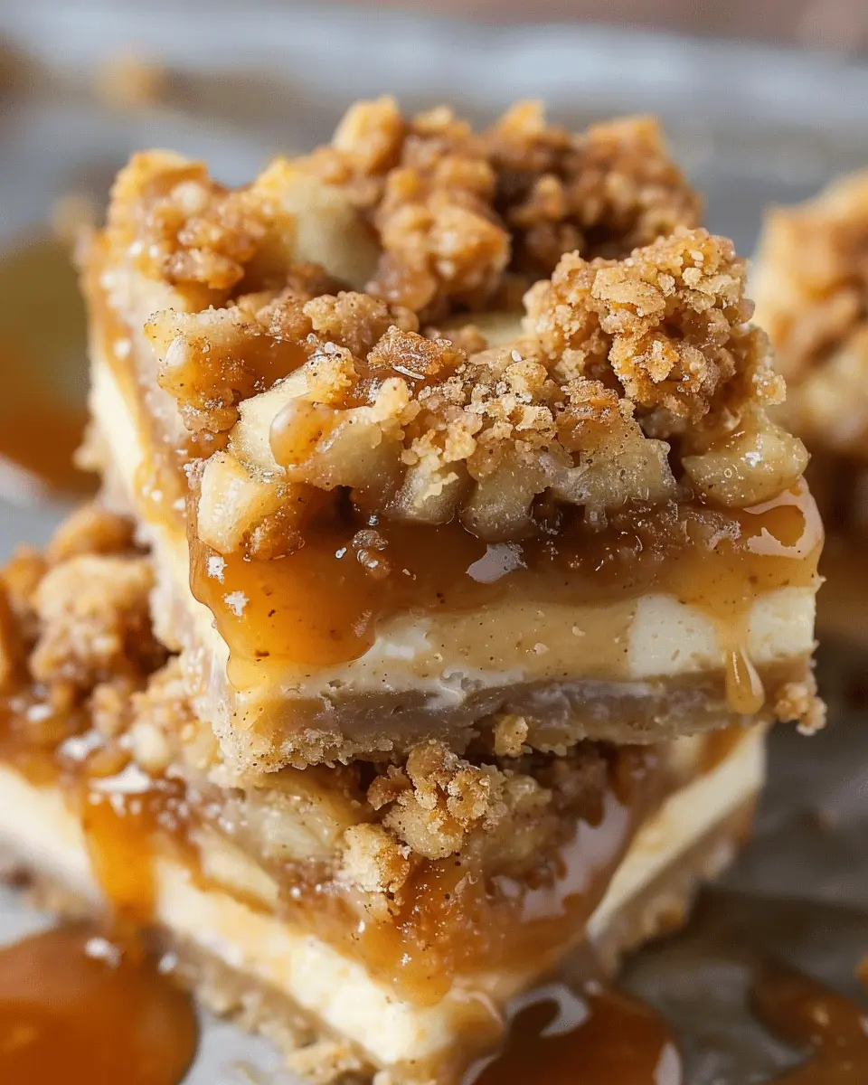 Caramel Apple Cheesecake Bars: Indulgent Treat with Streusel Crisp Topping