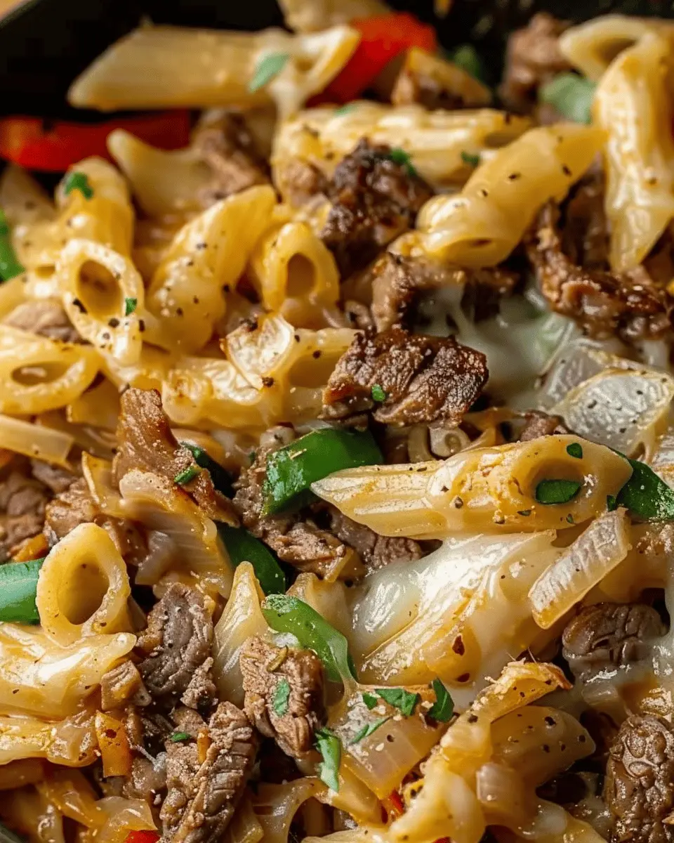 Philly Cheesesteak Pasta: Easy Comfort Food with Turkey Bacon