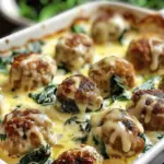 Southern Style Baked Chicken Ricotta Meatballs with Spinach Alfredo