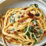 Spaghetti & Spinach with Sun-Dried Tomato Cream Sauce