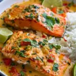 One-Pan Coconut Curry Salmon with Garlic Butter