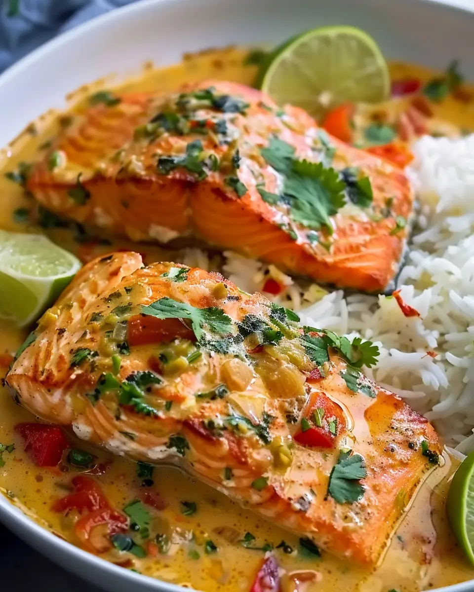 One-Pan Coconut Curry Salmon with Garlic Butter Bliss