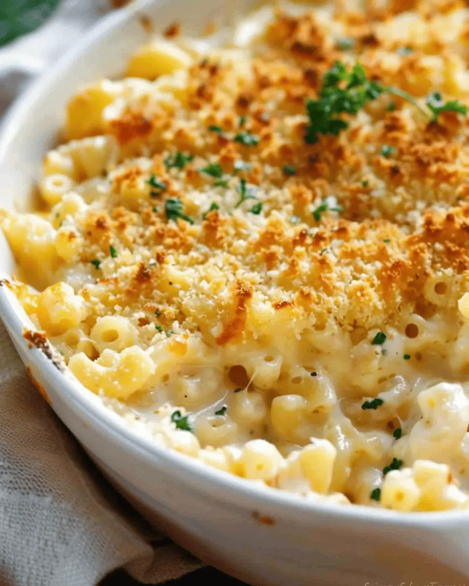 Creamy Baked Mac and Cheese with Turkey Bacon and Chicken Ham