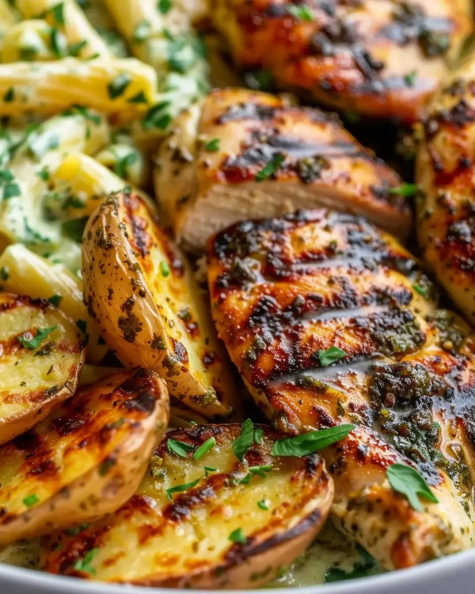 Loaded Herb Grilled Chicken: Indulgent Creamy Pesto Pasta Delight