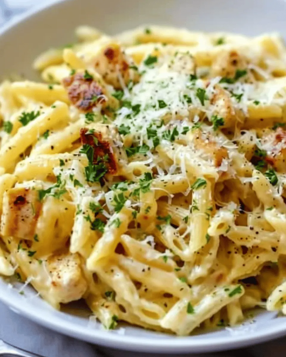 One Pot Creamy Garlic Pasta with Turkey Bacon in 20 Minutes