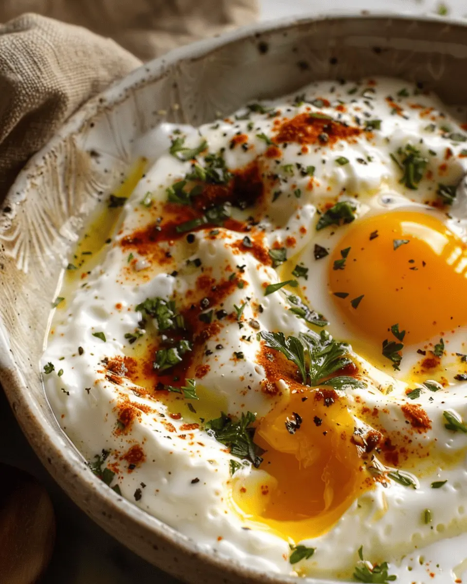 çılbır Turkish eggs: Indulgent Yogurt Delight with Turkey Bacon