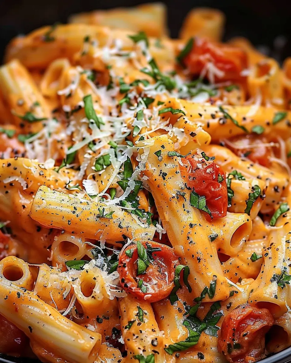 Creamy Tomato Garlic Pasta with Turkey Bacon: A Comforting Delight