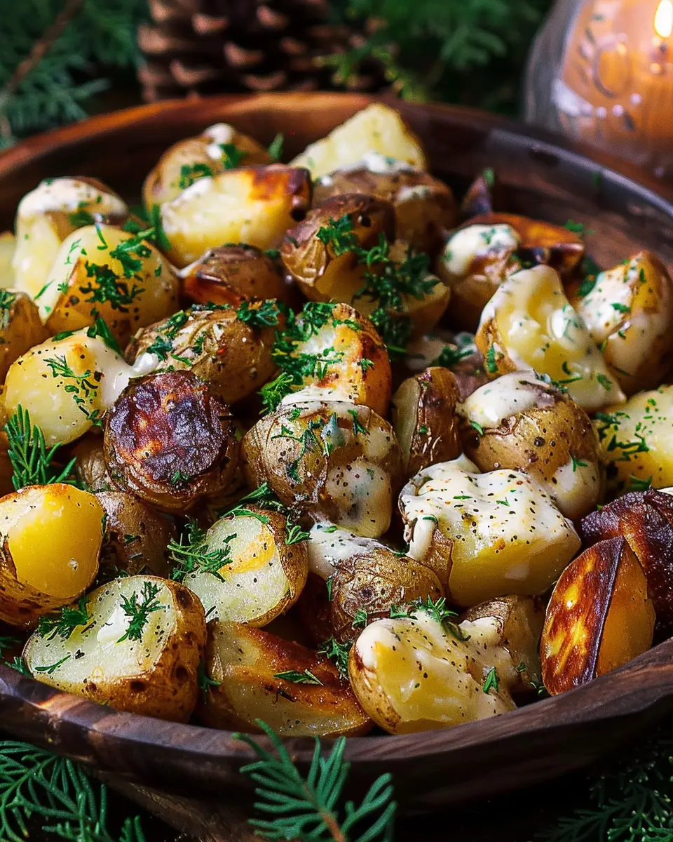 Creamy Mustard Roasted Potatoes with Turkey Bacon Delight