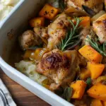 Roasted Chicken Leek and Butternut Squash Bake