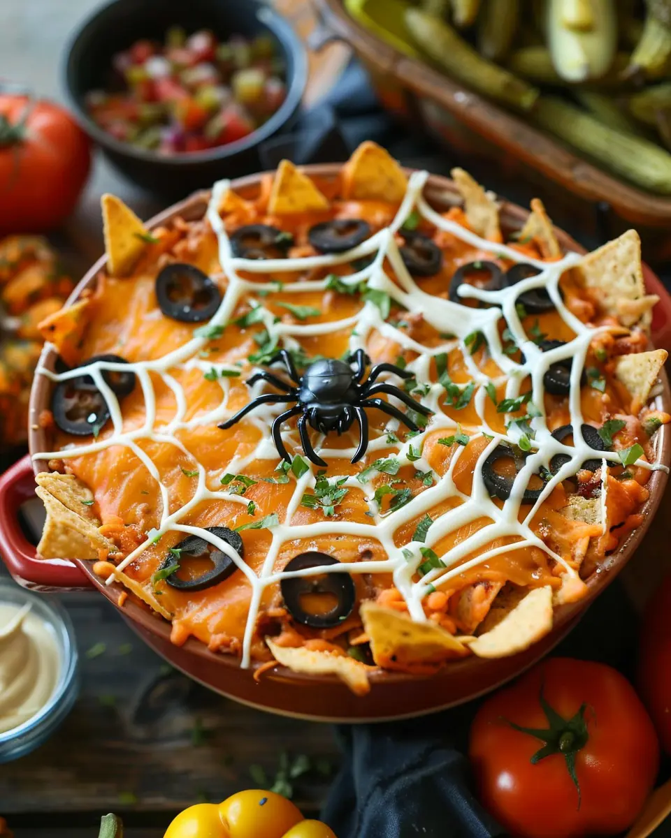 Spiderweb Nacho Spread: Indulgent Twist on Classic Flavor