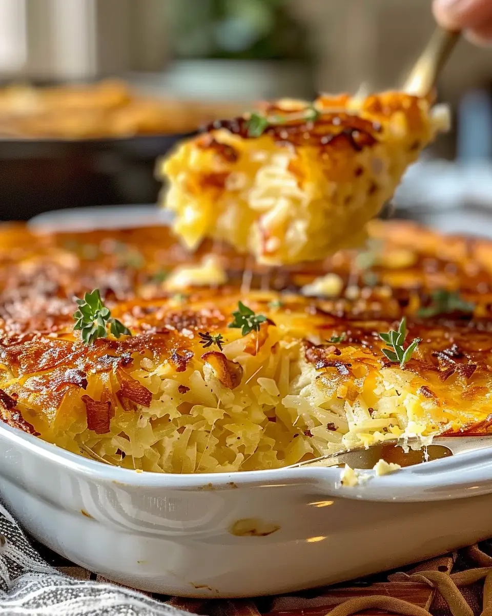 Grandma’s Hash Brown Casserole: Easy and Indulgent Turkey Bacon Delight