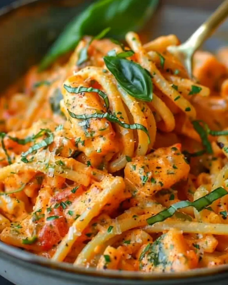 Indulge in Creamy Tomato Garlic Pasta: A Cozy Delight with Turkey Bacon
