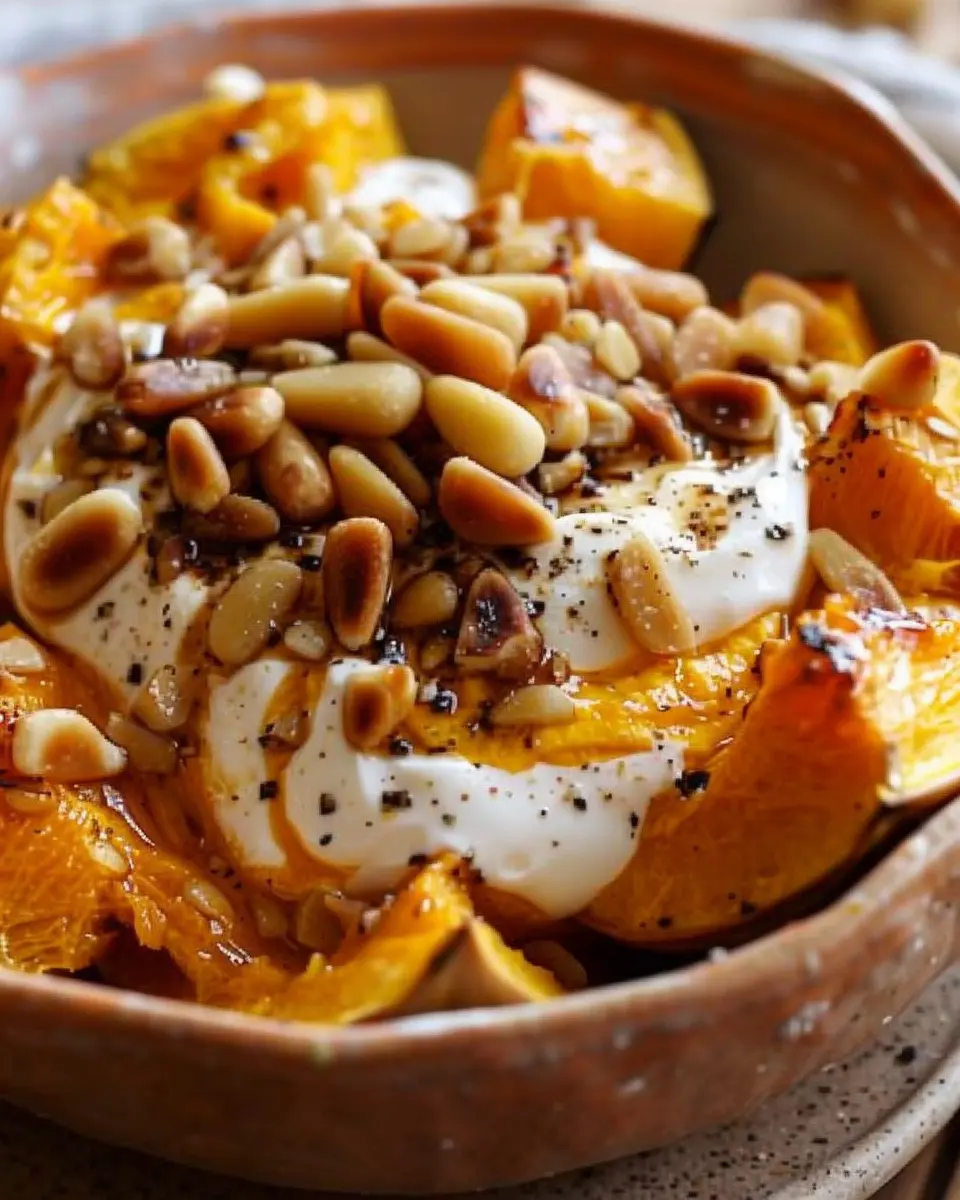Roasted Pumpkin with Yogurt Sauce and Pine Nuts: A Cozy Delight