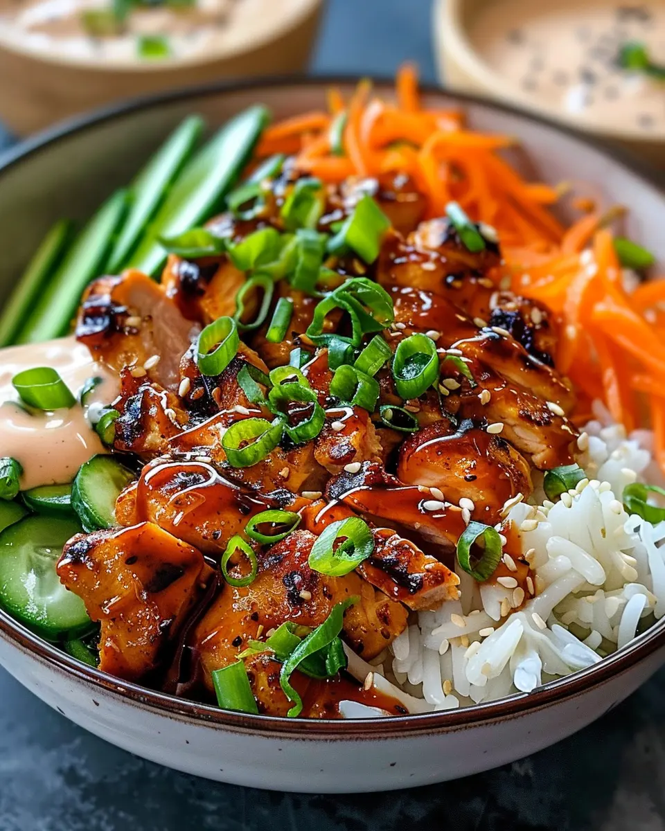 Korean BBQ Chicken Bowls with Gochujang Cream Sauce: Easy &amp; Delicious