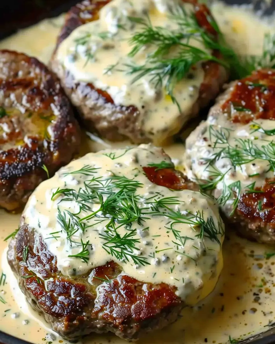 Hamburger Steaks in Creamy Dill Sauce: A Juicy Homemade Delight