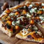 Roast pumpkin, caramelized onion and walnut pizza