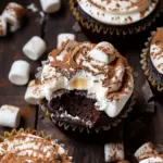 Toasted Hot Cocoa Cupcakes with Marshmallow Filling