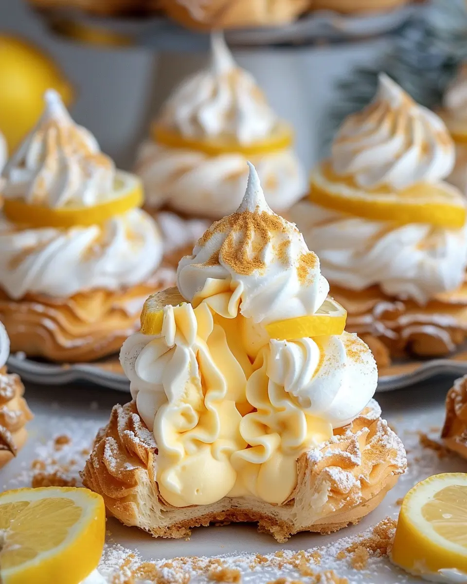Light choux pastries filled with lemon cream for a refreshing treat