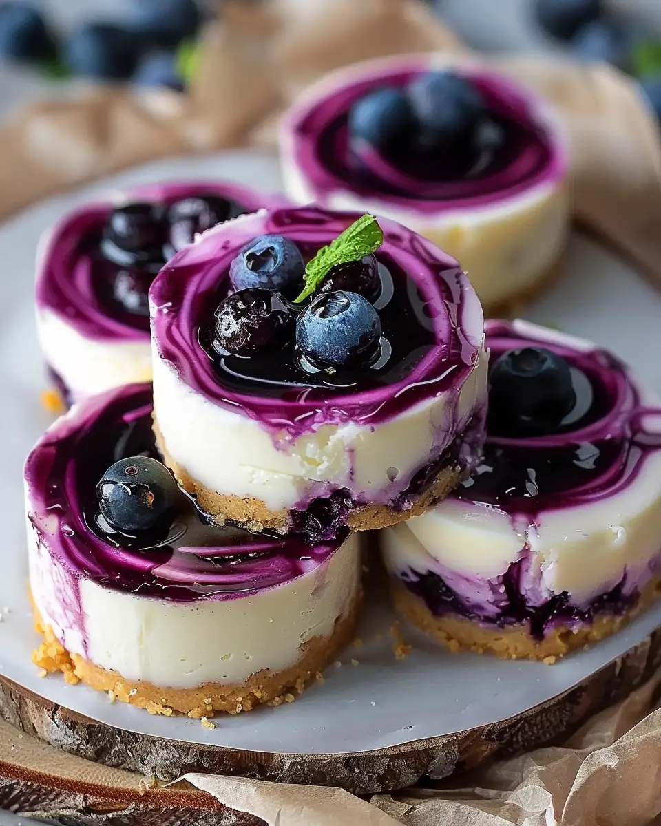 Juicy Mini Lemon Blueberry Cheesecakes for a Refreshing Treat